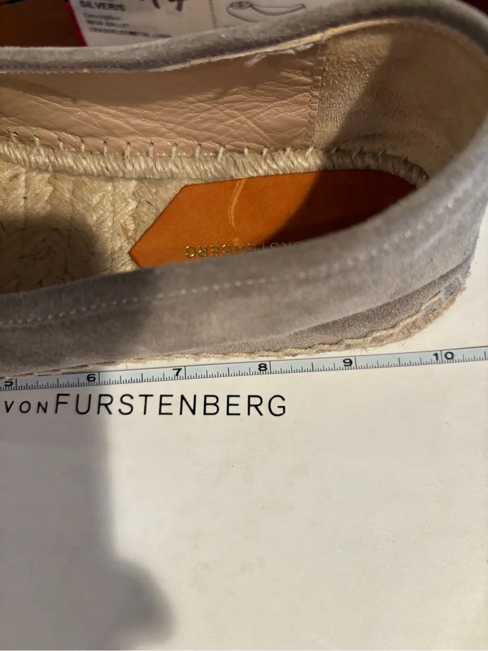 Diane Von Furstenberg Grey Suede Espadrille Loafers moccasin with Fringe size 7